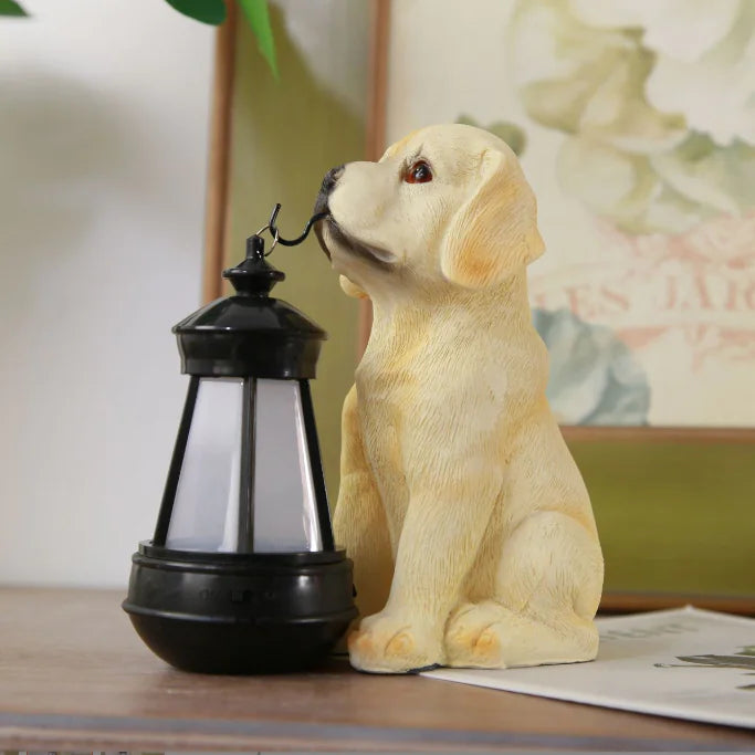 Outdoor Solar Puppy Light Ornament Sculpture