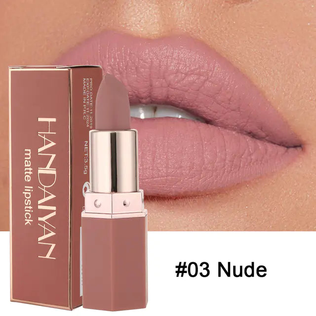 6-Color Matte Lipstick with Delicate Texture for Daily Use