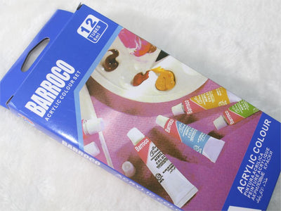12-Color Acrylic Paint Set with Brushes for DIY Crafts