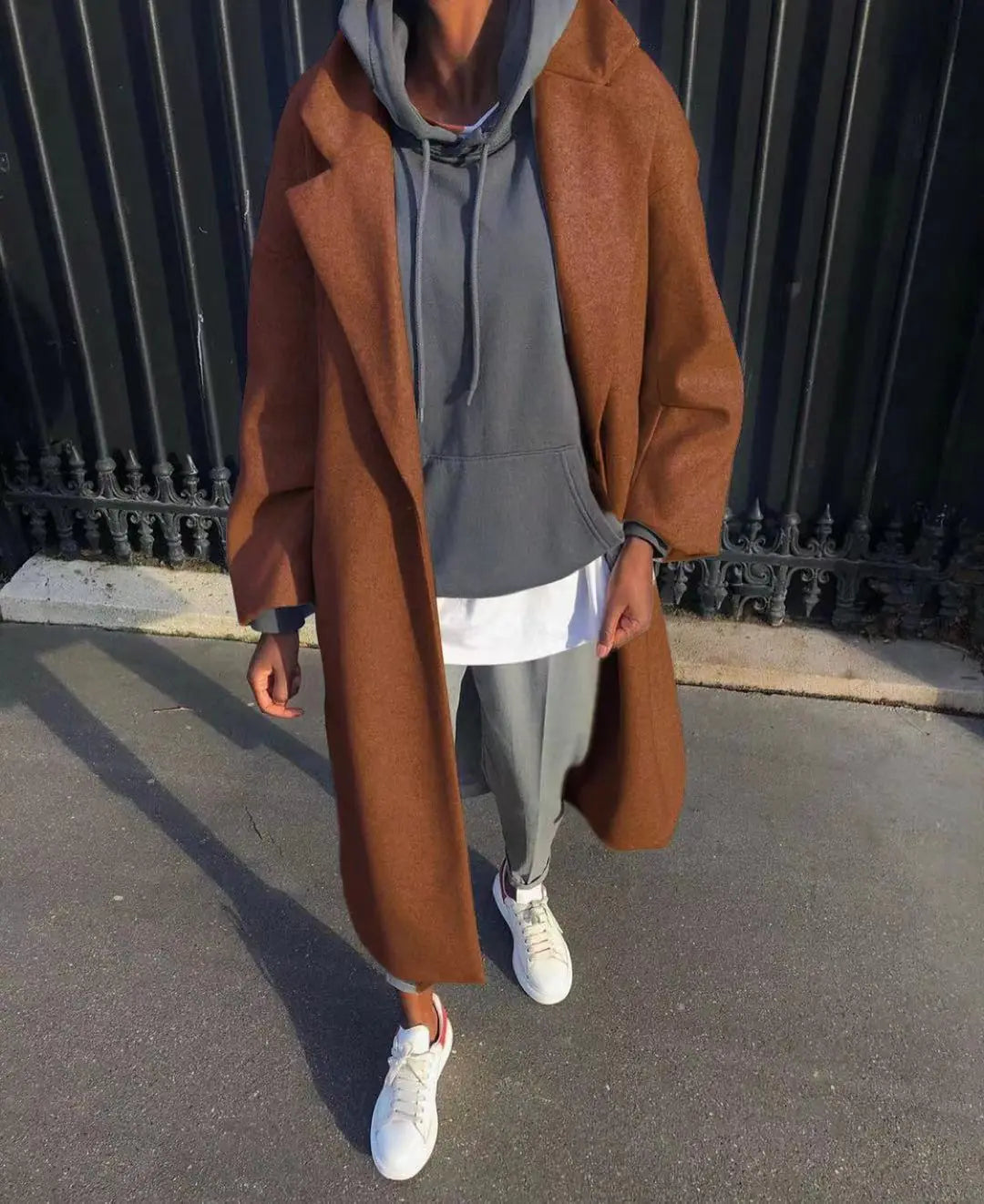 Ladies Long Lapel Woolen Coat