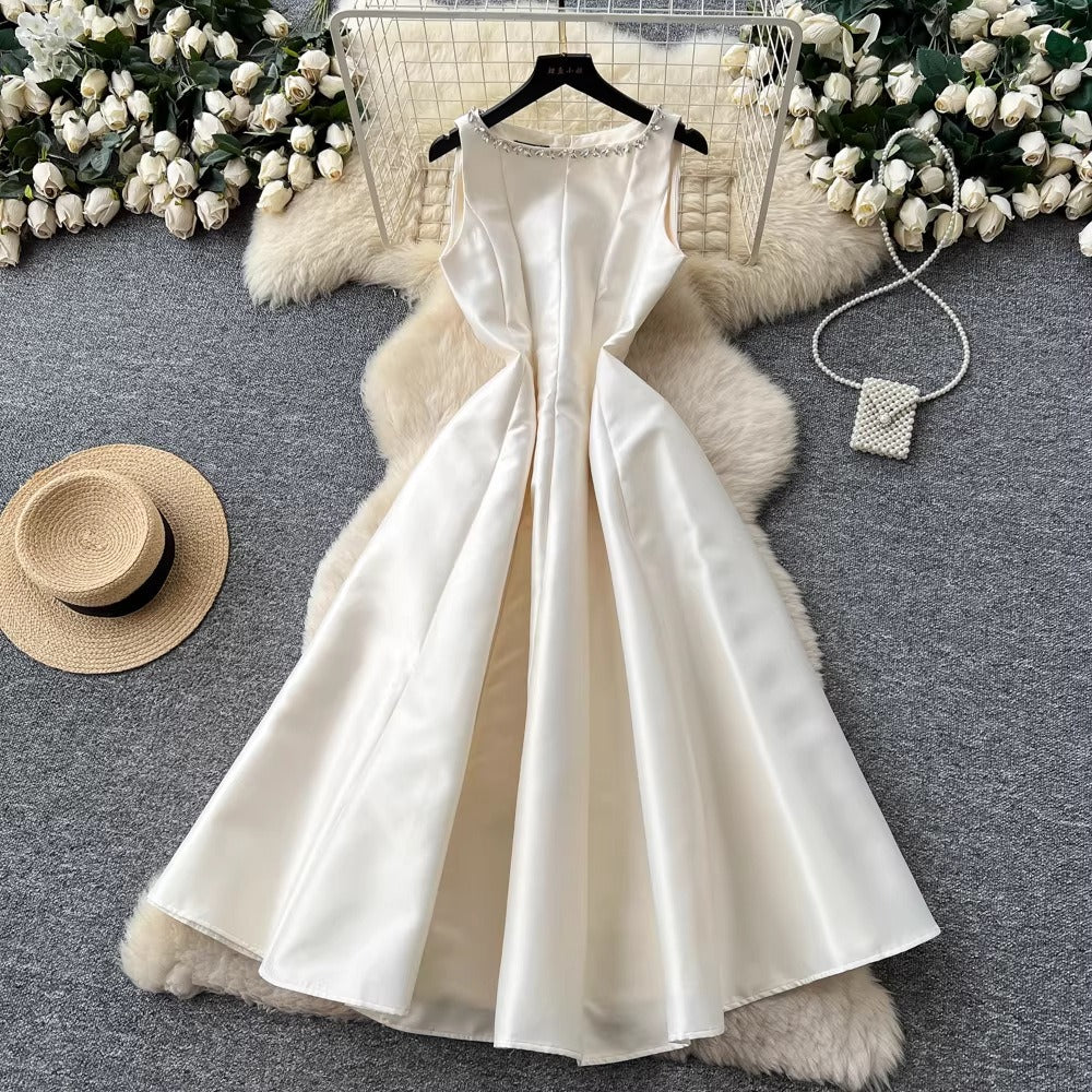 Sleeveless Diamond Embellished A-Line Dress