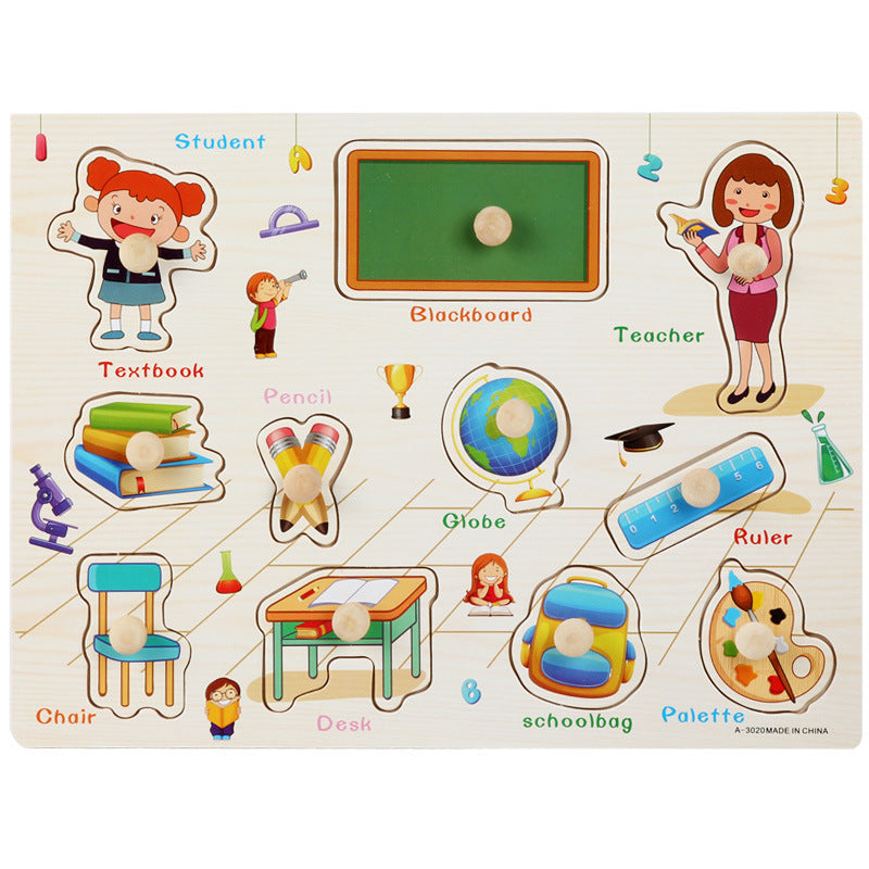 Montessori Wooden Puzzle Set for Kids with Letters & Shapes