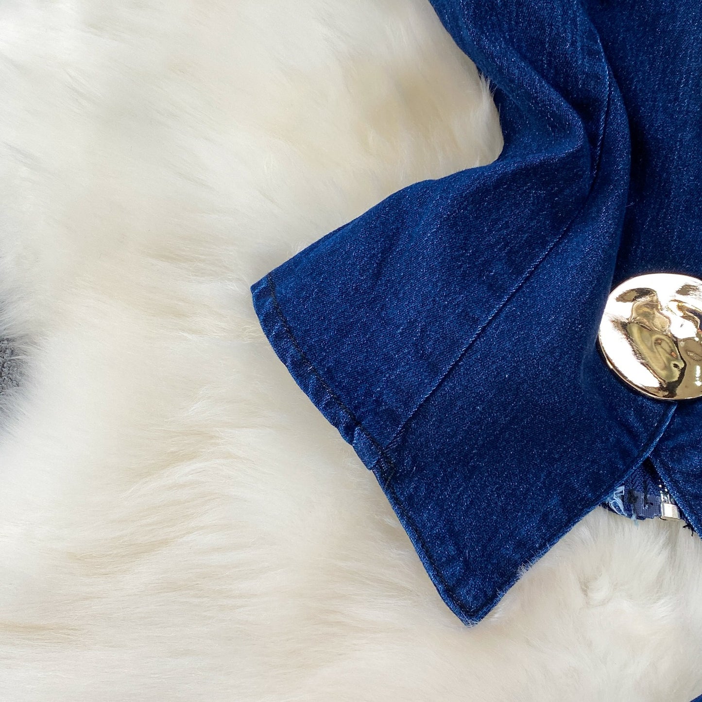 Denim Vest and Wide Leg Pants Set