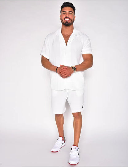 Men's Cotton Linen Summer Set - Hawaiian Style