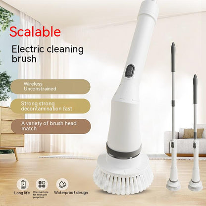Electric Telescopic Scrubber with Long Handle Brush