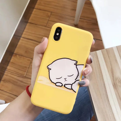 Cat Phone Case, Yellow Apple Phone Cover