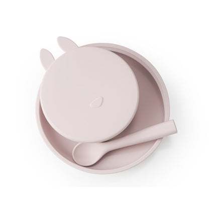 Silicone Baby Dinner Plate and Rabbit Bowl Set (3 Pieces)
