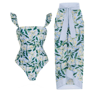 Summer Life Set: Retro Slimming Swimwear & Cover-Up