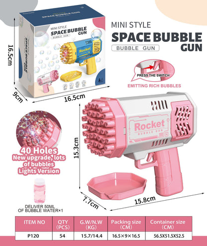 40-Hole Automatic Light-Up Bubble Machine for Outdoors