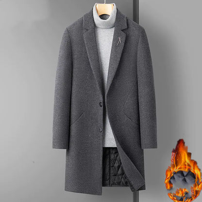 Men's Mid-Length Thick Wool Coat