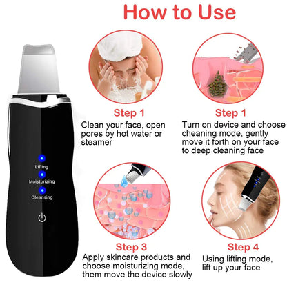 Rechargeable Ultrasonic Skin Scrubber and Blackhead Remover