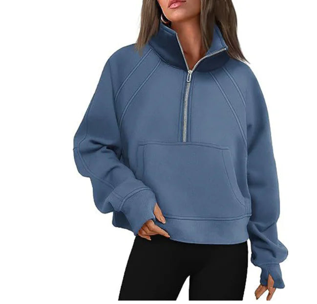 SARAH Half Zip Pullover Sweatshirt (One Piece)