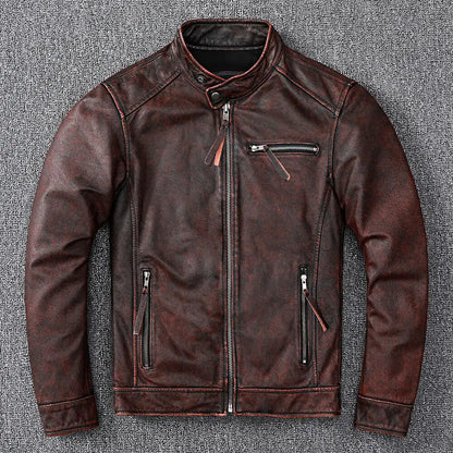 Vintage Brown Classic Biker Leather Jacket for Men