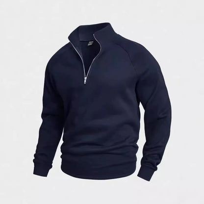 Men's Fleece Zip-Up Stand Collar Sweater