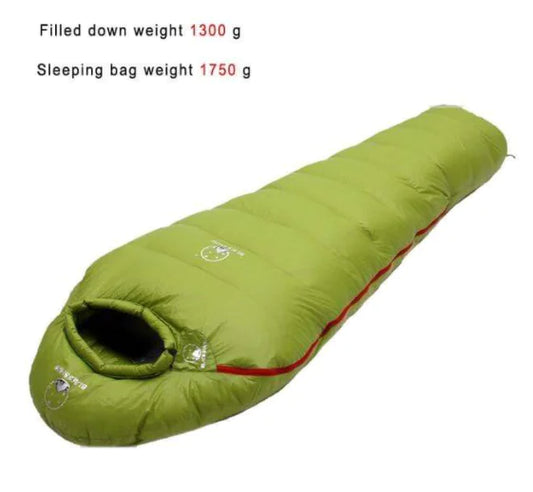 Goose Down Warm Sleeping Bag for Camping (Single)