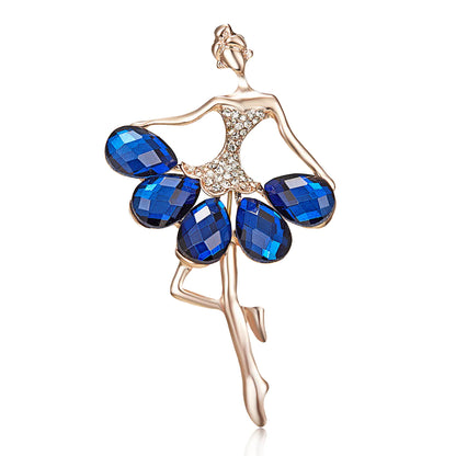 Fashionable Dancing Girl Brooch with Pearl and Rhinestones