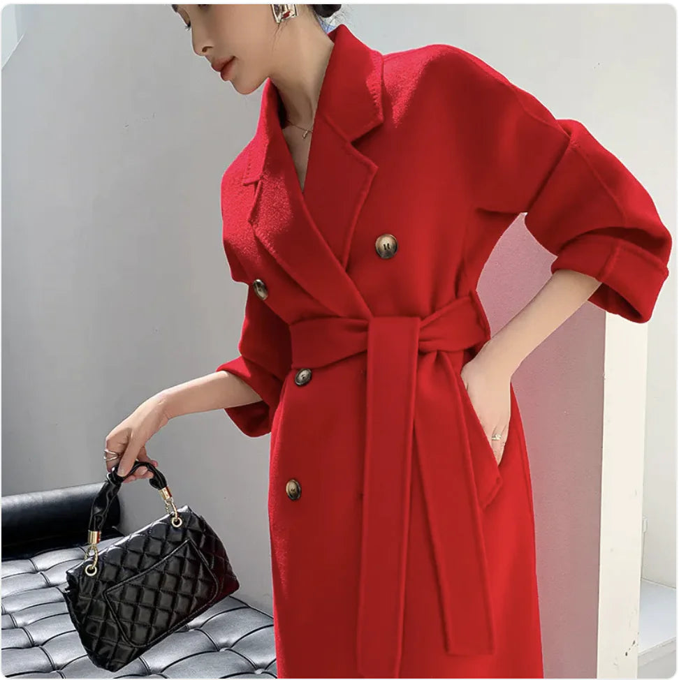 Women's Reversible Wool Tweed Coat with Suit Collar