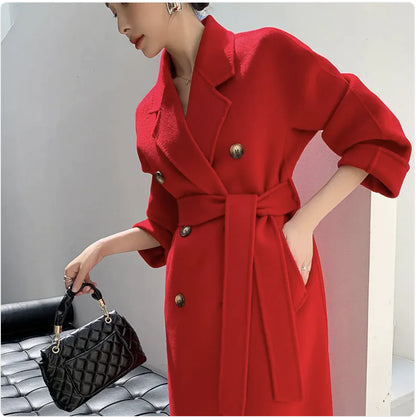 Women's Reversible Wool Tweed Coat with Suit Collar