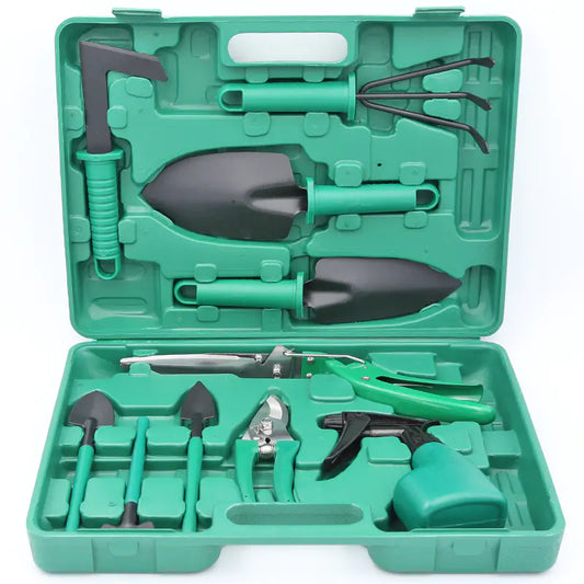 10-Piece Gardening Tool Set with Shovel, Rake, Shears