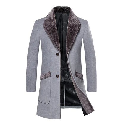 Slim Mid-Length Woolen Casual Coat