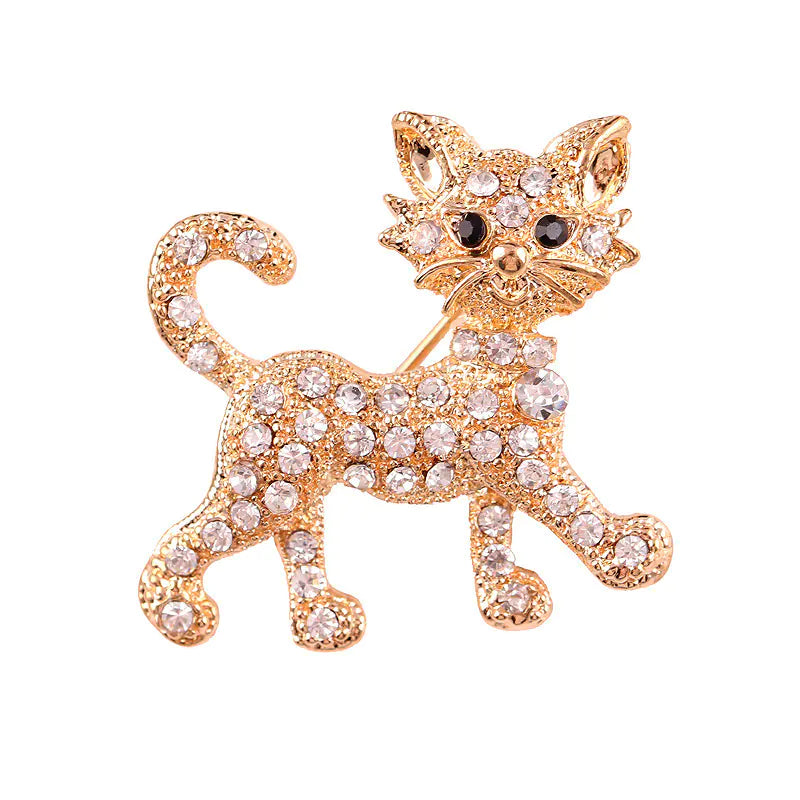 Cat Brooch, Floral Pin, Accessories