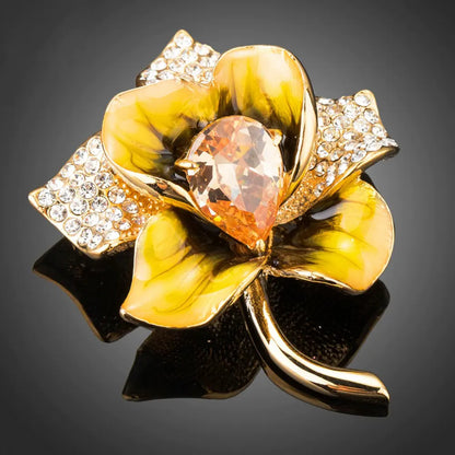 Korean Style Rhinestone Flower Brooch for Weddings