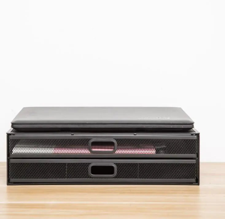 Metal Mesh Monitor Stand and Laptop Holder Storage