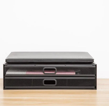 Metal Mesh Monitor Stand and Laptop Holder Storage