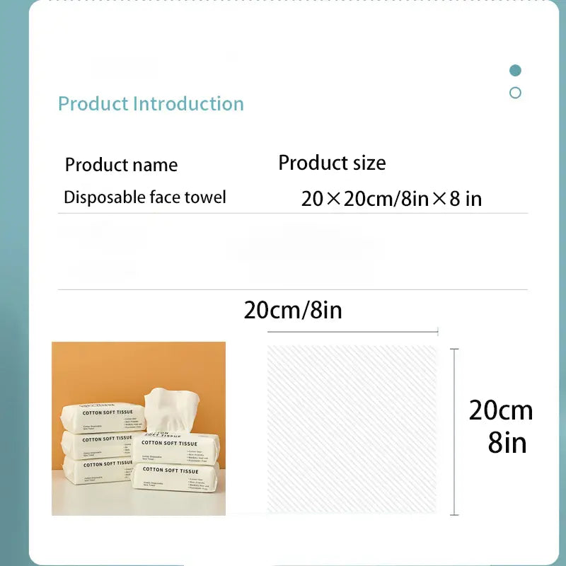 Disposable Cotton Facial Wash Towels - 50 pcs Pack