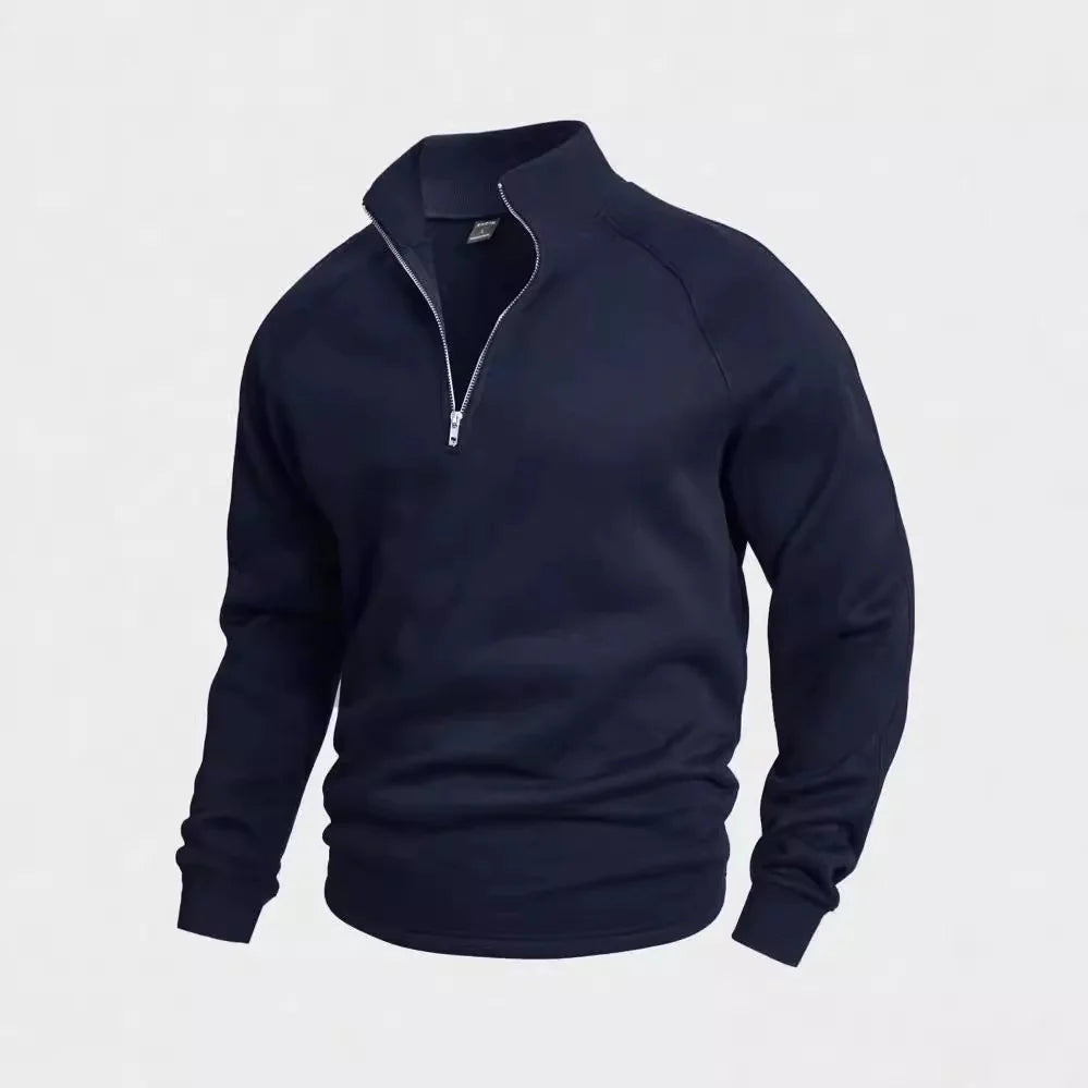 Men's Fleece Zip-Up Stand Collar Sweater