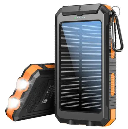Life Light Solar Power Bank with LED Flashlight - 8000mAh, IP65 Waterproof, Dual USB Output