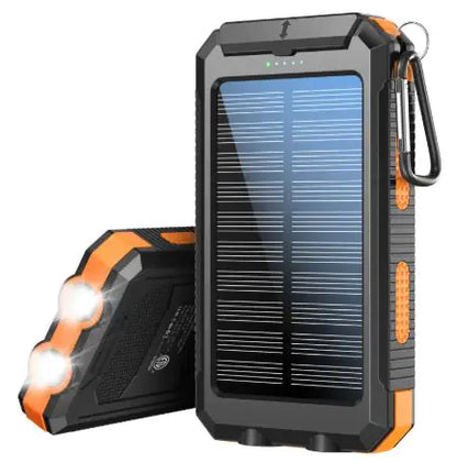 Life Light Solar Power Bank with LED Flashlight - 8000mAh, IP65 Waterproof, Dual USB Output