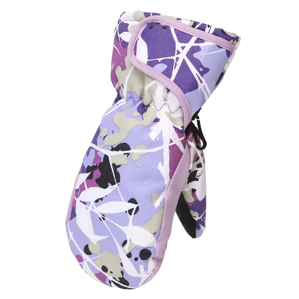 Children's Warm Mittens with Colorful Stitching