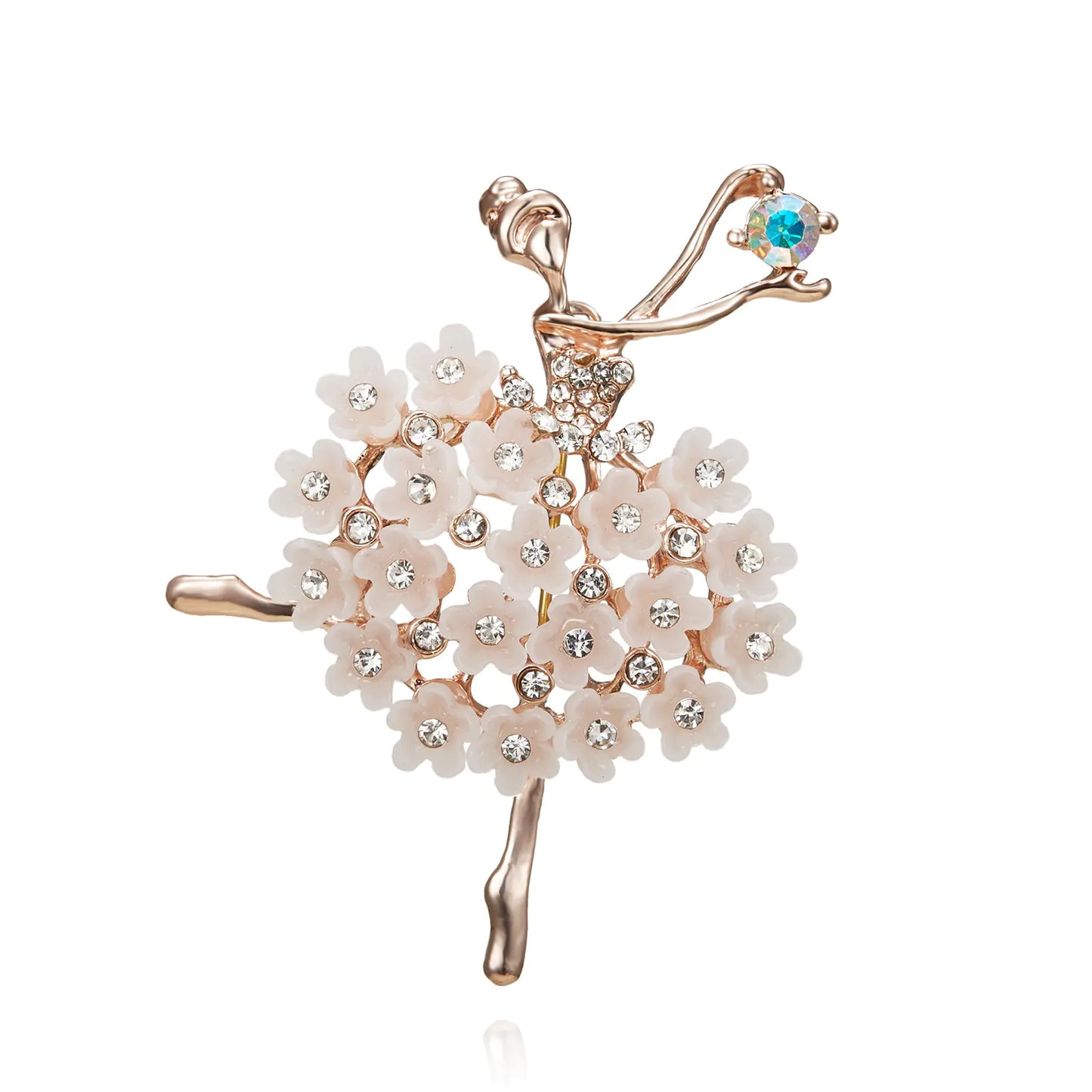 Fashionable Dancing Girl Brooch with Pearl and Rhinestones