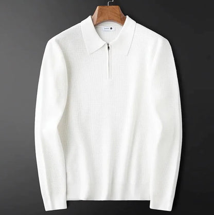 Men's Knitted Waffle Half-Zip Lapel Sweater