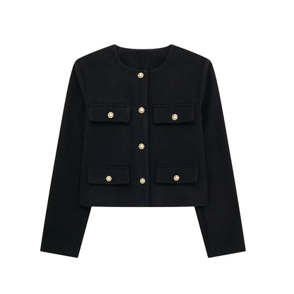 Fashion Casual Flip Trim Short Coat