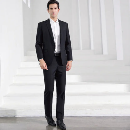 Men's Stylish Business Wool Suit Set - Solid Color Attire