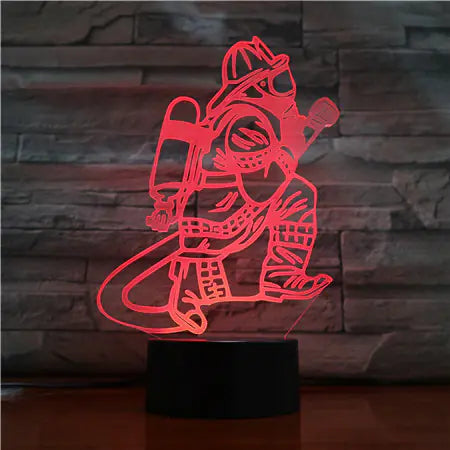 Firefighter 3D Night Light and Desk Lamp