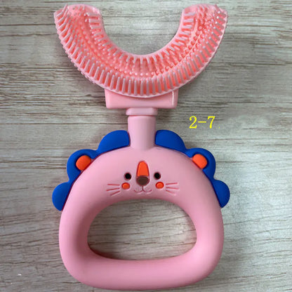 U-Shaped Little Lion Silicone Toothbrush for Kids
