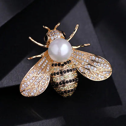 Vintage 3D Pearl Bee Brooch in Unique Style