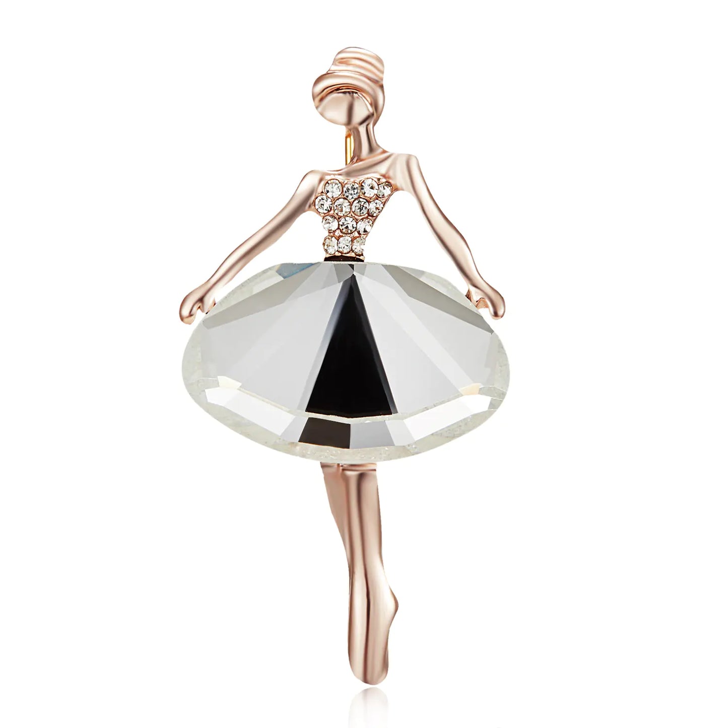 Fashionable Dancing Girl Brooch with Pearl and Rhinestones