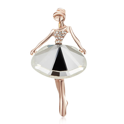 Fashionable Dancing Girl Brooch with Pearl and Rhinestones