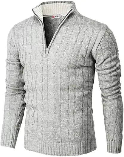 Casual Slim Long Sleeve Knitted Zip Sweater