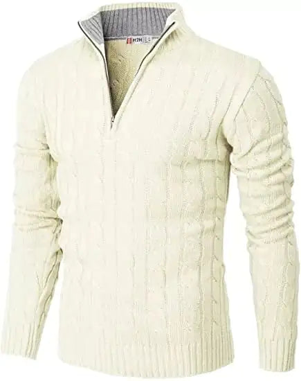 Casual Slim Long Sleeve Knitted Zip Sweater