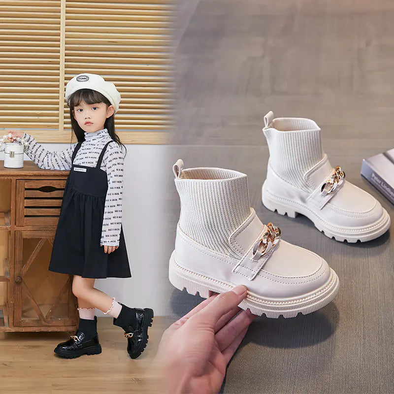 Kids' Breathable Knitted Short Boots and Sneakers
