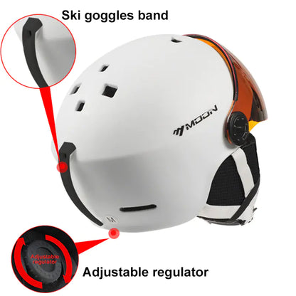 Moon Ski Helmet with Integrated Goggles for Safety