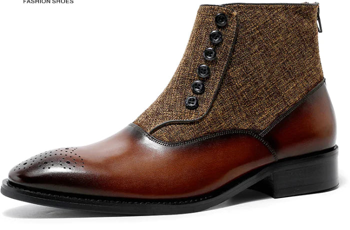 Men's High-Top Leather Embossed Business Boots