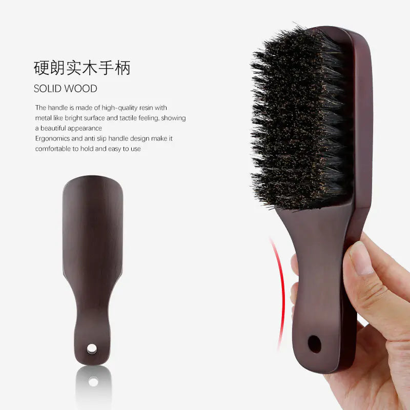 Men's Beard Brush with Wooden Handle and Nylon Bristles