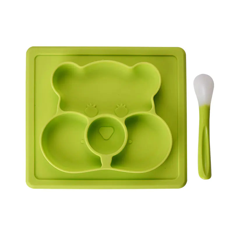 Silicone Kids Dinner Plate with Sucker Cartoon Design