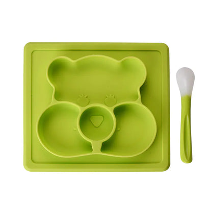 Silicone Kids Dinner Plate with Sucker Cartoon Design
